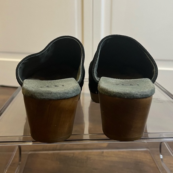 UGG Women's Abbie Black Suede Mules with Wooden Heel Size 3 - Picture 6 of 10